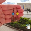 Сережки "Герб України 25*15 мм. Жовто-блакитні намистини". Колір бронза